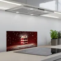 KitchenYeah Spatscherm 60x30 cm - Zelfklevende achterwand Rode - Velvet - Taart - Eten - Keuken muurbeschermer - Spatwand fornuis