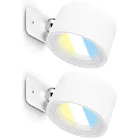Briloner Tari - Set van 2 Wandlampen oplaadbaar - dimbaar met touch - cct - draaibaar - met magneet - akku en draadloos - usb-c - wit