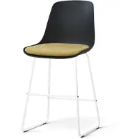 Nolon Nino-Liv barkruk zwart met warm oker Zitkussen - wit onderstel - 65 cm