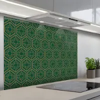 KitchenYeah Spatscherm 120x80 cm - Zelfklevende achterwand Geometrisch - Patroon - Groen - Keuken muurbeschermer - Spatwand fornuis