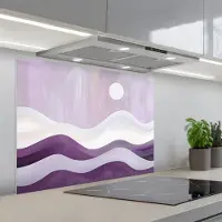 KitchenYeah Spatscherm 90x70 cm - Zelfklevende achterwand Golven - Heuvels - Abstract - Paars - Keuken muurbeschermer - Spatwand fornuis