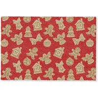 MuchoWow Deurmat 90x60 cm - Droogloopmat Illustratie - Koekjes - Rood - Mat voor binnen - Schoonloopmat - Deurmatten met print - Inloopmat