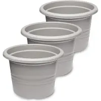 Garronda 3x Plantenpot Bloempot - Kunststof - Rond - Plantenbak - Wit - ⌀17cm H=12cm - GD-NIC-Barcelona95