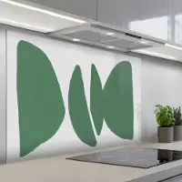 KitchenYeah Spatscherm 120x80 cm - Zelfklevende achterwand Abstract - Groen - Vormen - Modern - Keuken muurbeschermer - Spatwand fornuis