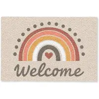 MuchoWow Deurmat 60x40 cm - Droogloopmat Welkom - Regenboog - Kleurrijk - Mat voor binnen - Schoonloopmat - Deurmatten met print - Inloopmat