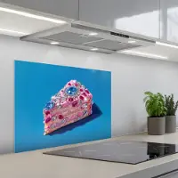 KitchenYeah Spatscherm 70x55 cm - Zelfklevende achterwand Taart - Edelstenen - Glitters - Roze - Keuken muurbeschermer - Spatwand fornuis
