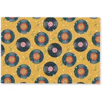 MuchoWow Deurmat 90x60 cm - Droogloopmat Muziek - Patroon - Geel - Mat voor binnen - Schoonloopmat - Deurmatten met print - Inloopmat