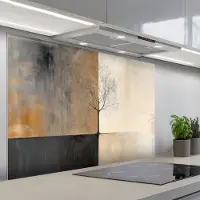 KitchenYeah Spatscherm 120x80 cm - Zelfklevende achterwand Boom - Vlakken - Takken - Kleurverloop - Keuken muurbeschermer - Spatwand fornuis
