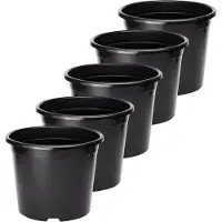 Garronda Plantenpot Bloempot - Kunststof - Rond - Plantenbak – Zwart - 5 Stuk - Zwart, 36cm H=29.5cm - GD-NIC-SBX90