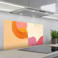 KitchenYeah Spatscherm 100x50 cm - Zelfklevende achterwand Vormen - Abstract - Kleurrijk - Keuken muurbeschermer - Spatwand fornuis