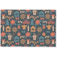 MuchoWow Deurmat 60x40 cm - Droogloopmat Patroon - Kerst - Symbolen - Blauw - Mat voor binnen - Schoonloopmat - Deurmatten met print - Inloopmat