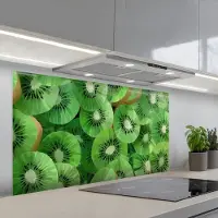 KitchenYeah Spatscherm 120x60 cm - Zelfklevende achterwand Kiwi - Groen - Pitten - Keuken muurbeschermer - Spatwand fornuis