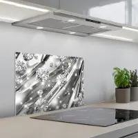 KitchenYeah Spatscherm 60x45 cm - Zelfklevende achterwand Abstract - Diamant - Luxe - Modern - Zilver - Keuken muurbeschermer - Spatwand fornuis