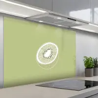 KitchenYeah Spatscherm 120x80 cm - Zelfklevende achterwand Kiwi - Lijntekening - Minimalistisch - Groen - Keuken muurbeschermer - Spatwand fornuis