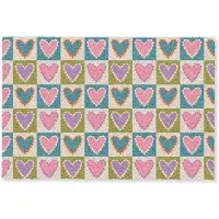 MuchoWow Deurmat 90x60 cm - Droogloopmat Retro - Kleuren - Patroon - Hartjes - Mat voor binnen - Schoonloopmat - Deurmatten met print - Inloopmat