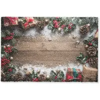 MuchoWow Deurmat 90x60 cm - Droogloopmat Kerstdecoratie - Geschenken - Hout - Veelkleurig - Mat voor binnen - Schoonloopmat - Deurmatten met print - Inloopmat