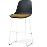 Nolon Nino-Liv barkruk zwart met mosgroen Zitkussen - wit onderstel - 75 cm