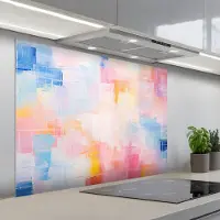 KitchenYeah Spatscherm 100x75 cm - Zelfklevende achterwand Aquarel - Pastel - Abstract - Kunst - Keuken muurbeschermer - Spatwand fornuis