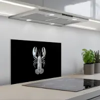 KitchenYeah Spatscherm 60x40 cm - Zelfklevende achterwand Kreeft - Zilver - Metallic - Luxe - Keuken muurbeschermer - Spatwand fornuis