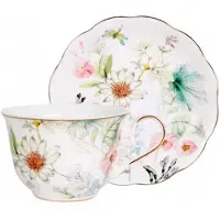 Veroni Marcelina Kop en Schotel Set 270ml - Elegant Porselein