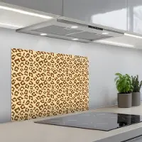 KitchenYeah Spatscherm 70x50 cm - Zelfklevende achterwand Luipaard - Bruin - Patroon - Keuken muurbeschermer - Spatwand fornuis