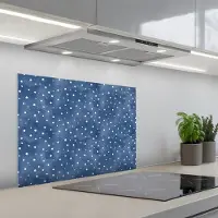 KitchenYeah Spatscherm 70x50 cm - Zelfklevende achterwand Frans - Citroen - Stippen - Wit - Blauw - Keuken muurbeschermer - Spatwand fornuis