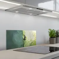 KitchenYeah Spatscherm 60x30 cm - Zelfklevende achterwand Hagedis - Blad - Nerven - Groen - Keuken muurbeschermer - Spatwand fornuis