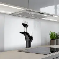 KitchenYeah Spatscherm 90x70 cm - Zelfklevende achterwand Hak - Wijn - Minimalistisch - Zwart - Keuken muurbeschermer - Spatwand fornuis