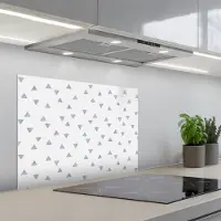 KitchenYeah Spatscherm 70x55 cm - Zelfklevende achterwand Blauw - Driehoek - Patroon - Keuken muurbeschermer - Spatwand fornuis