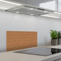 KitchenYeah Spatscherm 70x30 cm - Zelfklevende achterwand Bruin - Roze - Geometrisch - Patroon - Keuken muurbeschermer - Spatwand fornuis
