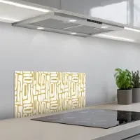 KitchenYeah Spatscherm 70x30 cm - Zelfklevende achterwand Zandkleur - Wit - Patroon - Keuken muurbeschermer - Spatwand fornuis
