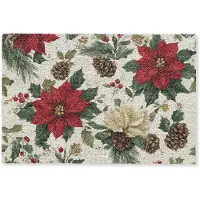 MuchoWow Deurmat 60x40 cm - Droogloopmat Feestelijk - Textielpatroon - Kerstbloemen - Kleurrijk - Mat voor binnen - Schoonloopmat - Deurmatten met print - Inloopmat