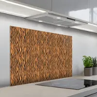 KitchenYeah Spatscherm 100x65 cm - Zelfklevende achterwand Tijger - Oranje - Patroon - Strepen - Keuken muurbeschermer - Spatwand fornuis