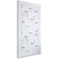 Wallfluent Deursticker - Vis en zeewier Deurbehang Sticker - 85 x 205 cm - Lichtblauw Deurbehang - Moderne Deur Sticker - Dieren Deurposter - Deursticker voor de Badkamer - Deur plakfolie