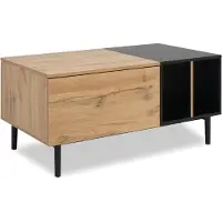 Aucune Salontafel - LONA - Rechthoekig - Artisan eiken / Zwart - 100 x 46,5 x 55 cm
