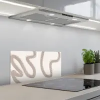 KitchenYeah Spatscherm 60x30 cm - Zelfklevende achterwand Abstract - Moderne kunst - Beige - Keuken muurbeschermer - Spatwand fornuis