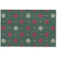 MuchoWow Deurmat 60x40 cm - Droogloopmat Illustratie - Sneeuwvlokken - Groen - Mat voor binnen - Schoonloopmat - Deurmatten met print - Inloopmat