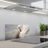 KitchenYeah Spatscherm 70x30 cm - Zelfklevende achterwand Kloof - Wit - Sneeuw - Keuken muurbeschermer - Spatwand fornuis