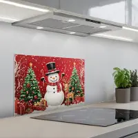KitchenYeah Spatscherm 60x40 cm - Zelfklevende achterwand Feestvreugde - Winterbos - Kleurrijk - Keuken muurbeschermer - Spatwand fornuis
