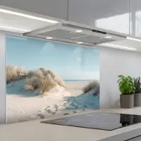 KitchenYeah Spatscherm 80x55 cm - Zelfklevende achterwand Duinen - Planten - Zomer - Natuur - Keuken muurbeschermer - Spatwand fornuis