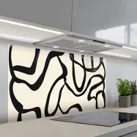 KitchenYeah Spatscherm 120x60 cm - Zelfklevende achterwand Abstract - Lijnen - Modern - Beige - Keuken muurbeschermer - Spatwand fornuis