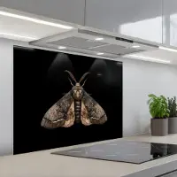 KitchenYeah Spatscherm 80x60 cm - Zelfklevende achterwand Mot - Bladachtig - Grijs - Keuken muurbeschermer - Spatwand fornuis