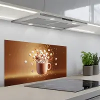 KitchenYeah Spatscherm 90x45 cm - Zelfklevende achterwand Chocomelk - Drinken - Warm - Bruin - Keuken muurbeschermer - Spatwand fornuis