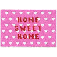 MuchoWow Deurmat 60x40 cm - Droogloopmat Home - Collectie - Hartjes - Roze - Mat voor binnen - Schoonloopmat - Deurmatten met print - Inloopmat