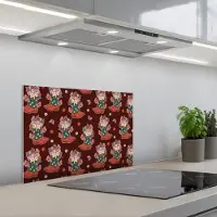 KitchenYeah Spatscherm 60x40 cm - Zelfklevende achterwand Donker - Cowboy - Laars - Patroon - Keuken muurbeschermer - Spatwand fornuis