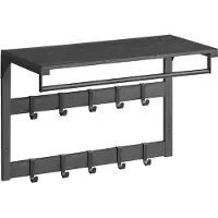Songmics Wandkapstok – Met plank en 10 haken – Antracietgrijs/Zwart