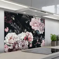 KitchenYeah Spatscherm 100x75 cm - Zelfklevende achterwand Vintage - Rozen - Romantisch - Bloemen - Keuken muurbeschermer - Spatwand fornuis