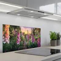 KitchenYeah Spatscherm 90x45 cm - Zelfklevende achterwand Vingerhoedskruid - Bloemen - Tuin - Keuken muurbeschermer - Spatwand fornuis