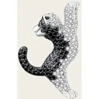 MOOYE ® - Collectie Zilveren Kat groot met zwart/witte zirkonia's gerhodineerd