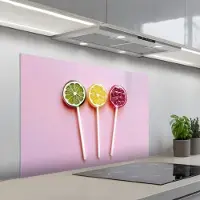 KitchenYeah Spatscherm 100x65 cm - Zelfklevende achterwand Lolly - Snoep - Citrus - Keuken muurbeschermer - Spatwand fornuis